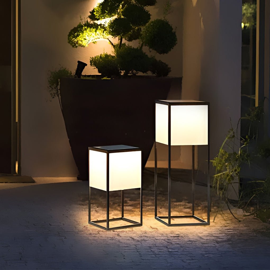 Square Solar Post Light with Acrylic Shade & Stainless Steel Frame