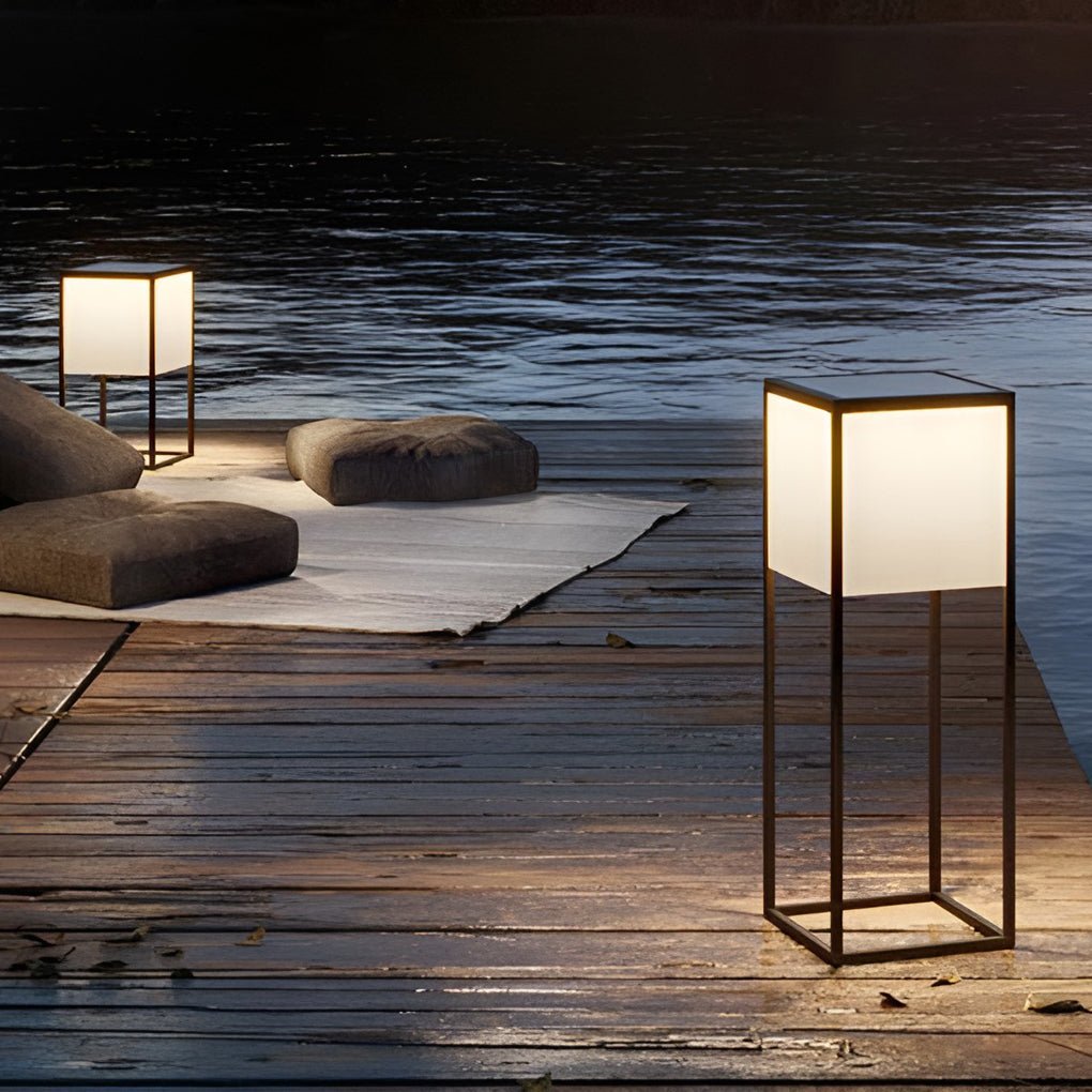 Square Solar Post Light with Acrylic Shade & Stainless Steel Frame
