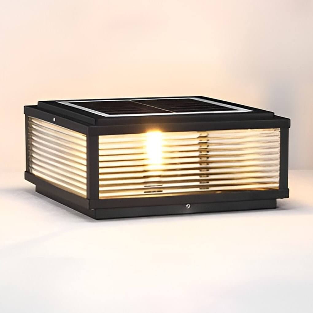 Square Ribbed Glass Outdoor Pier Mount Pillar Light