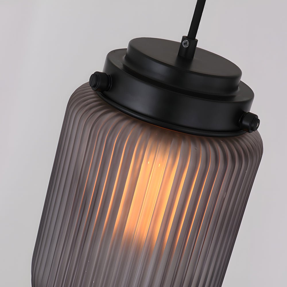 Ribbed Glass Pendant Light 1-Light Smoke Gray Modern Pinecone Shade