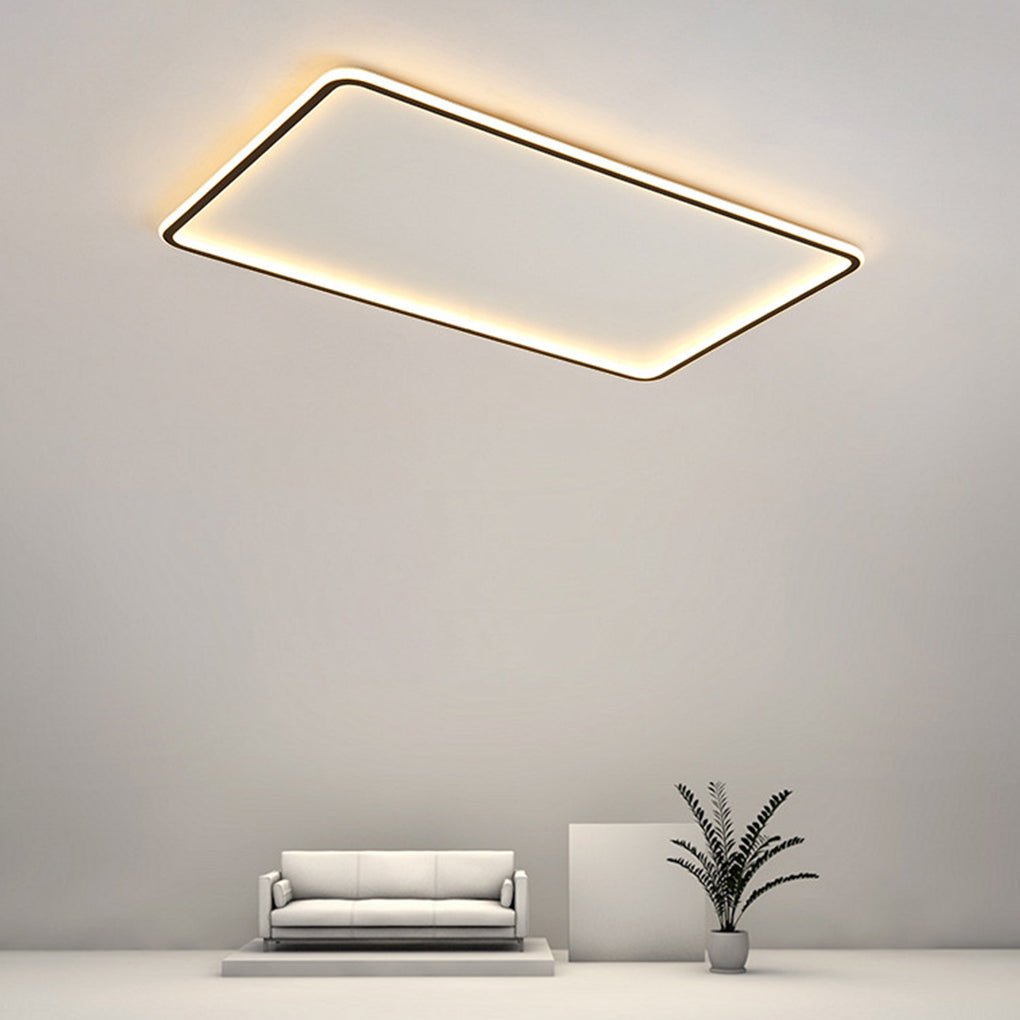 Modern Rectangular Flush Mount LED Ceiling Light with Remote Control