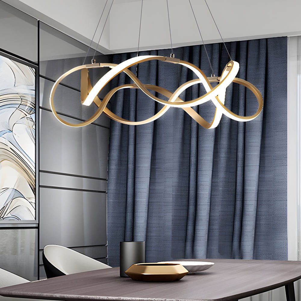 Modern Geometric Round LED Chandelier - Gold Aluminum Dimmable