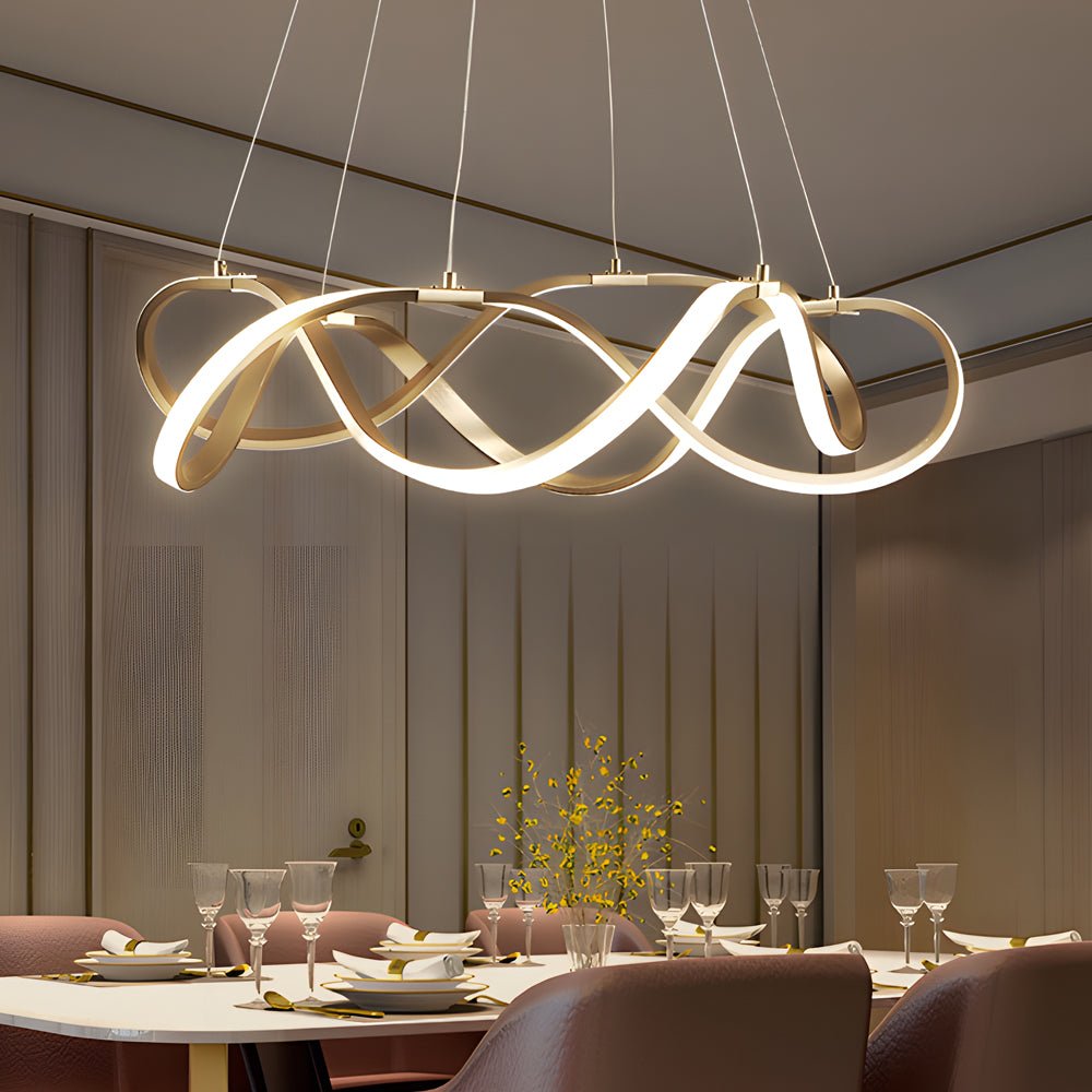 Modern Geometric Round LED Chandelier - Gold Aluminum Dimmable