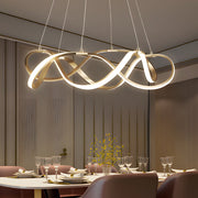 Modern Geometric Round LED Chandelier - Gold Aluminum Dimmable