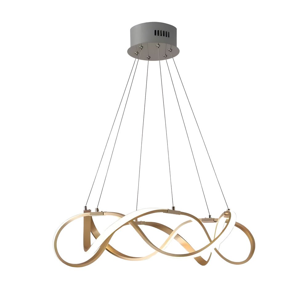 Modern Geometric Round LED Chandelier - Gold Aluminum Dimmable