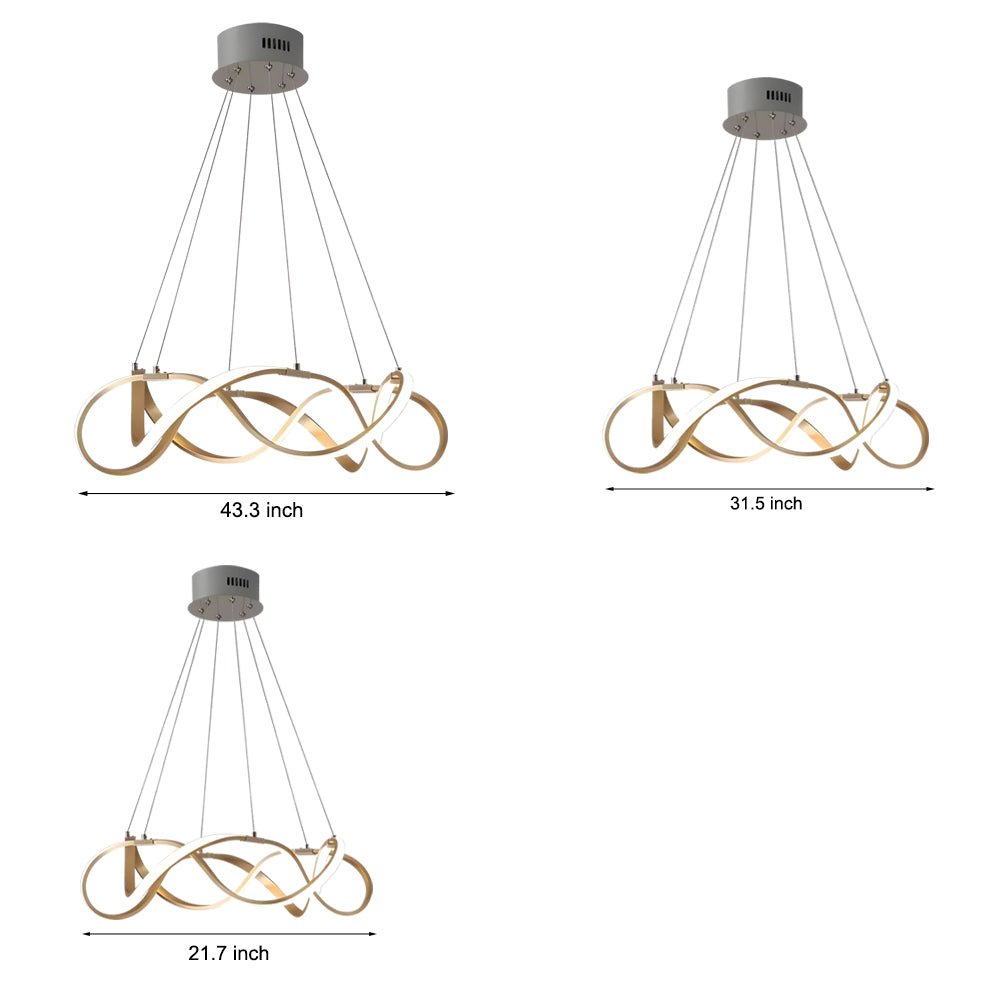 Modern Geometric Round LED Chandelier - Gold Aluminum Dimmable