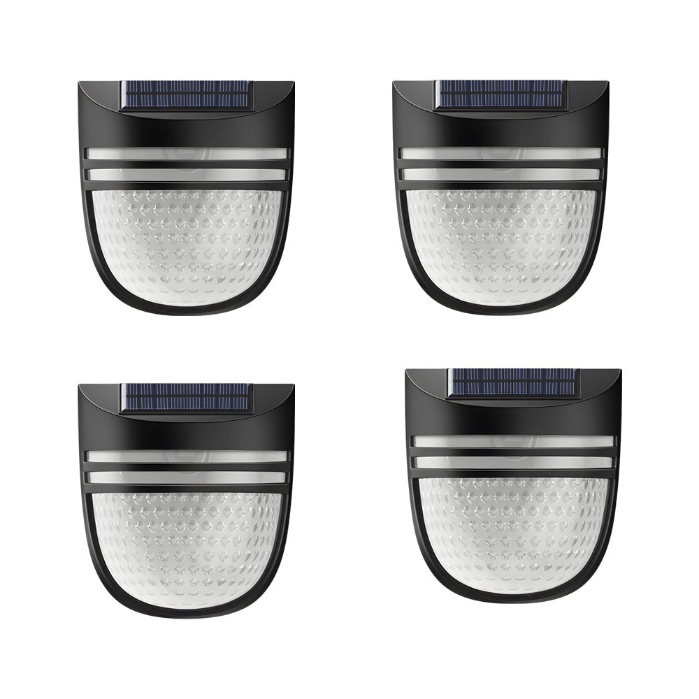 Modern Solar-Powered Outdoor Wall Lights, Black, 4-Pack