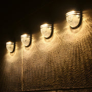 Modern Solar-Powered Outdoor Wall Lights, Black, 4-Pack