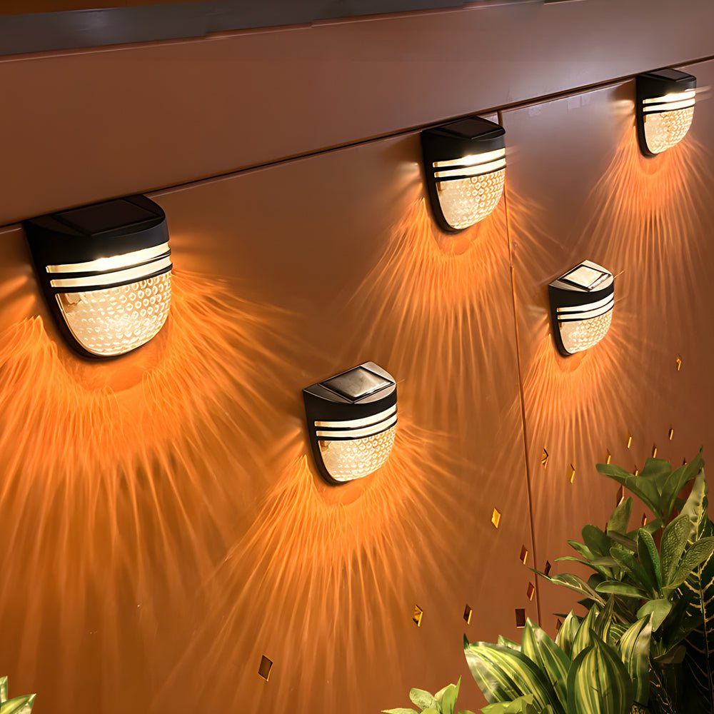 Modern Solar-Powered Outdoor Wall Lights, Black, 4-Pack
