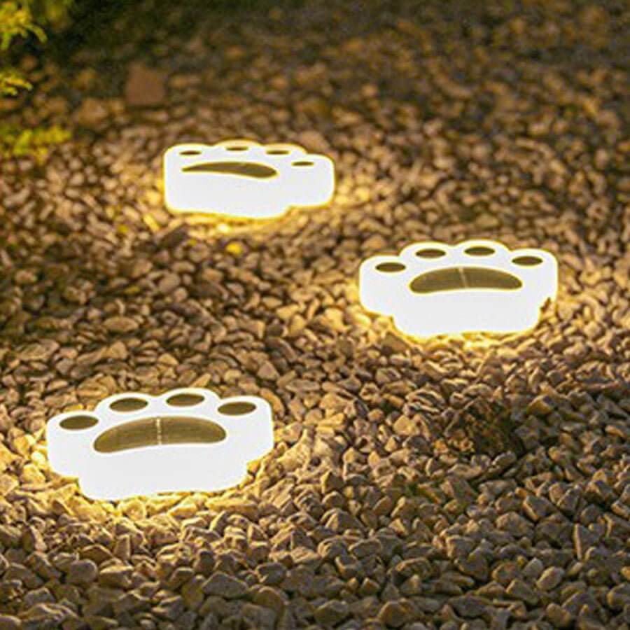 Solar LED Animal Paw Step Lights - Outdoor Garden Pathway Lighting