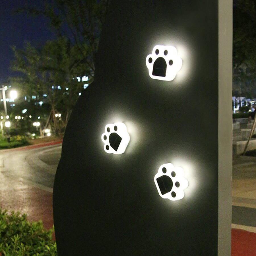 Solar LED Animal Paw Step Lights - Outdoor Garden Pathway Lighting