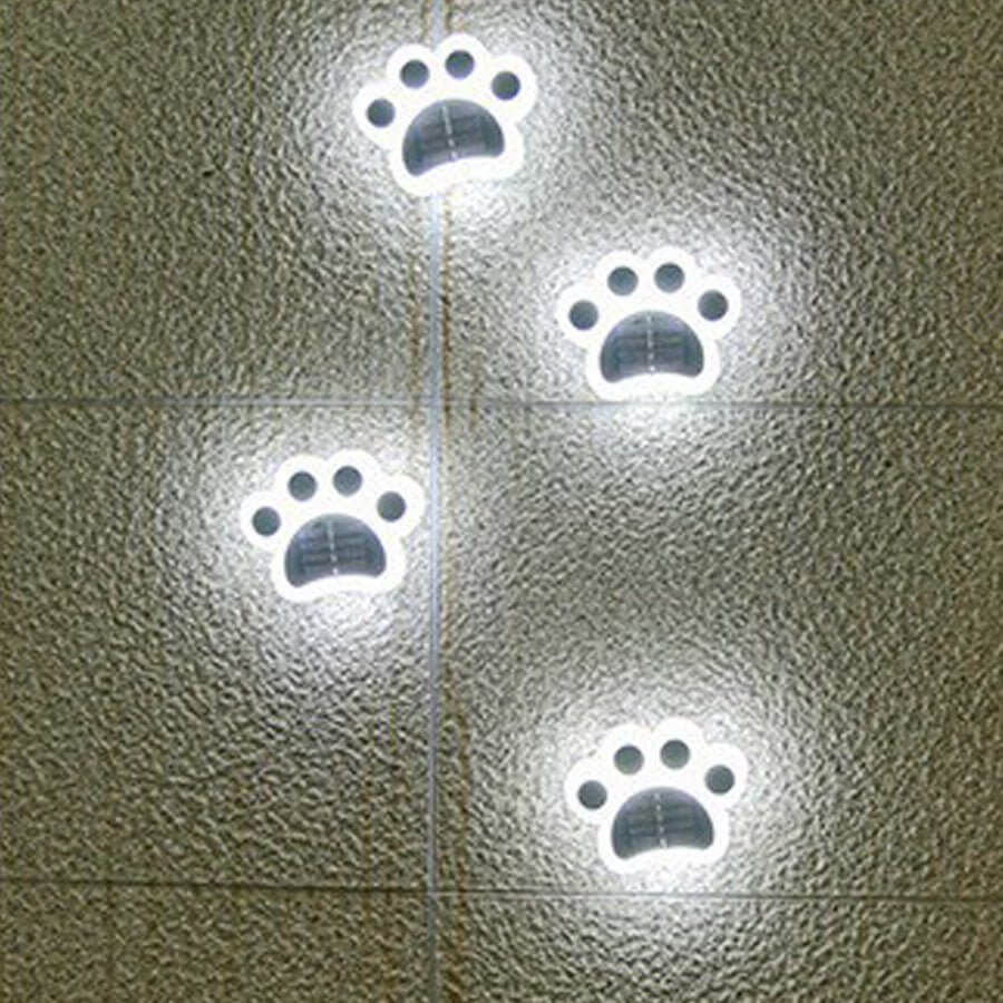Solar LED Animal Paw Step Lights - Outdoor Garden Pathway Lighting