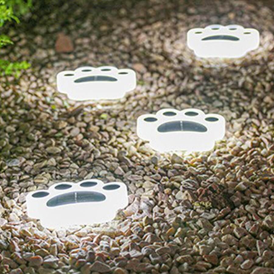 Solar LED Animal Paw Step Lights - Outdoor Garden Pathway Lighting