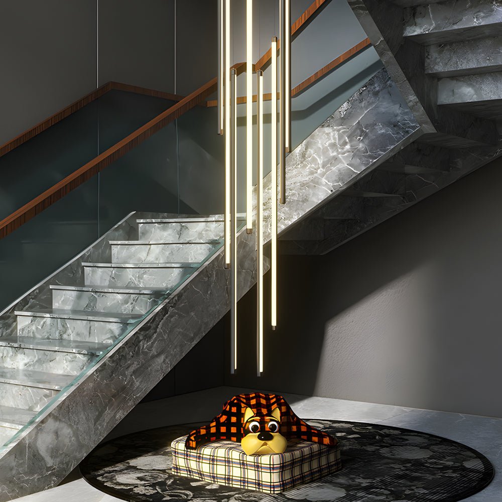 Modern Spiral Aluminum Chandelier with LED for Staircases