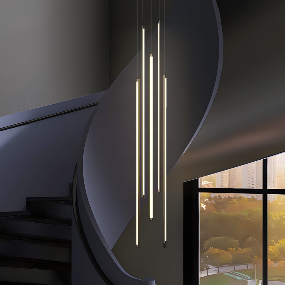 Modern Spiral Aluminum Chandelier with LED for Staircases