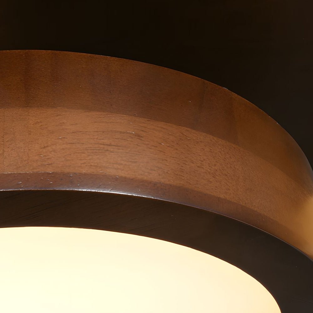 Mid-Century Walnut Circles Flush Mount LED Ceiling Light