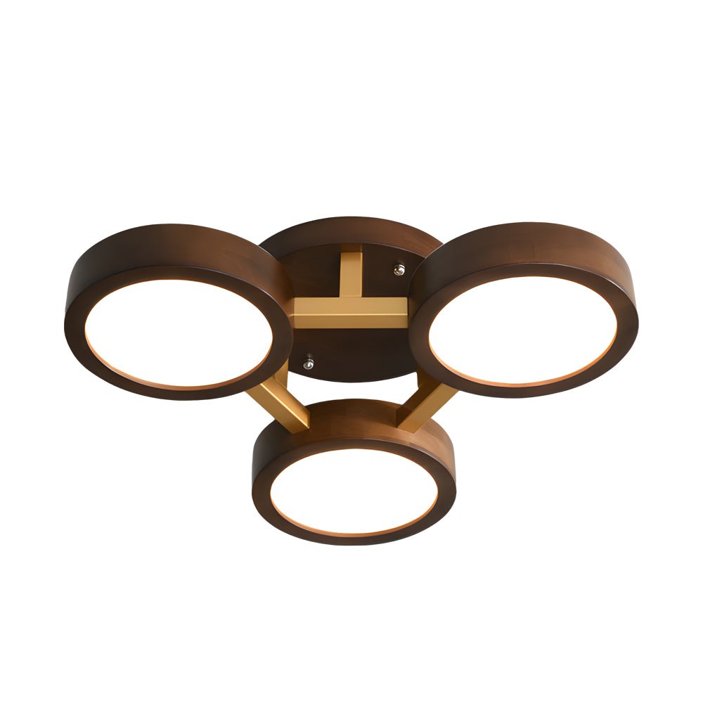 Mid-Century Walnut Circles Flush Mount LED Ceiling Light