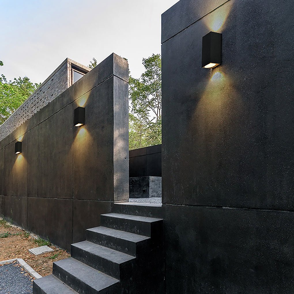 Modern Square Outdoor Waterproof Wall Light - Aluminum & Glass