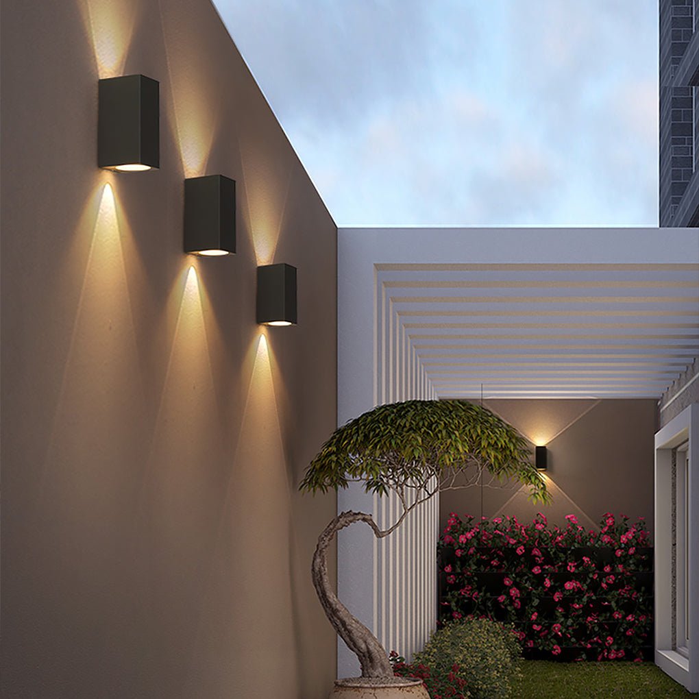 Modern Square Outdoor Waterproof Wall Light - Aluminum & Glass