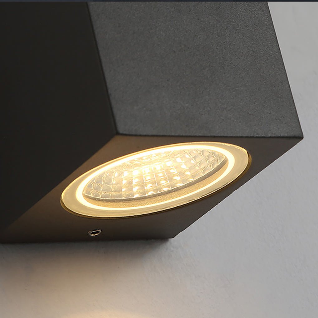 Modern Square Outdoor Waterproof Wall Light - Aluminum & Glass