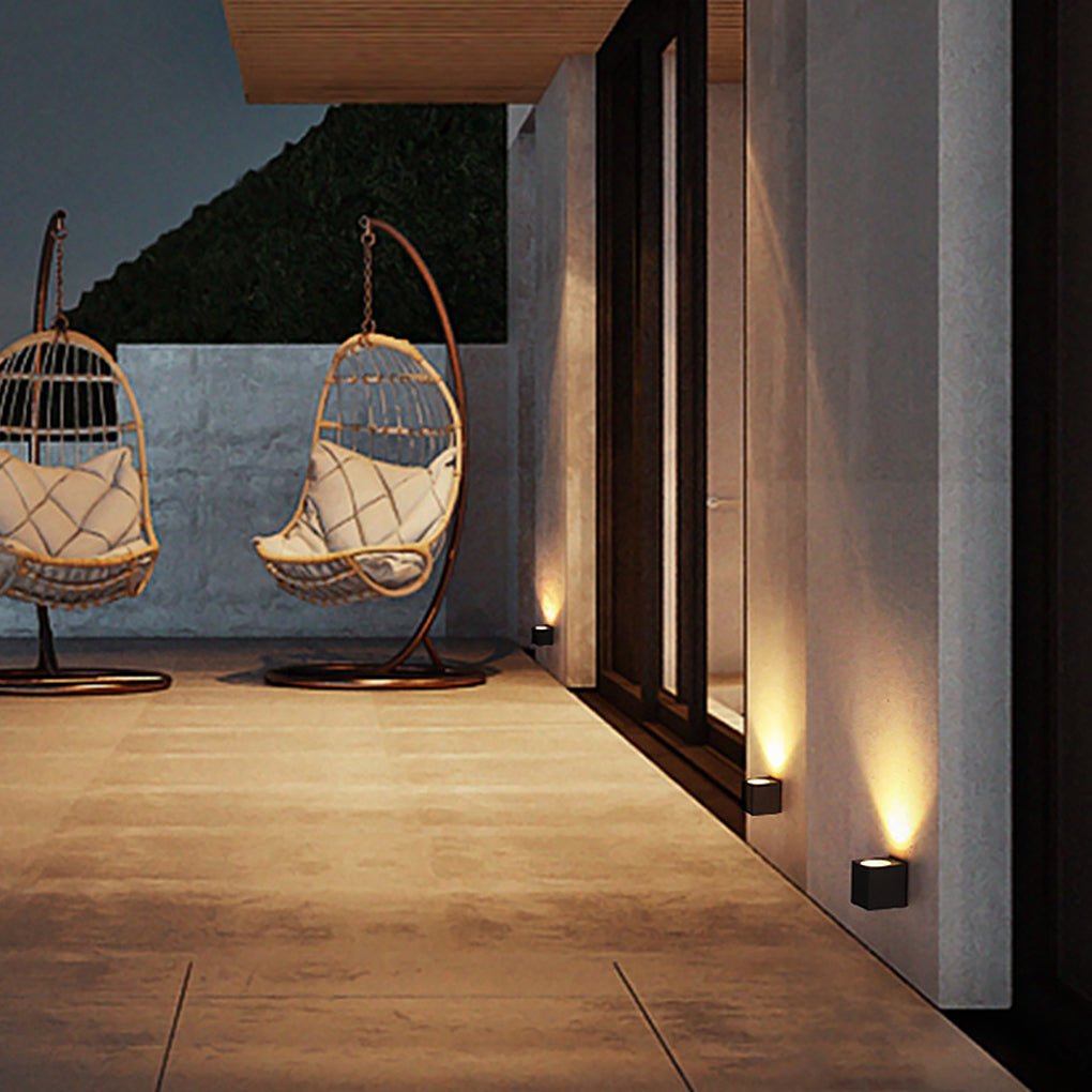 Modern Square Outdoor Waterproof Wall Light - Aluminum & Glass