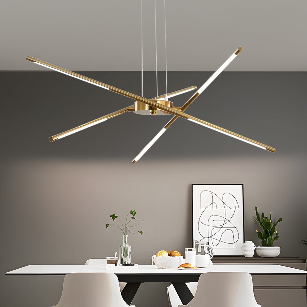 Modern Dimmable Linear Sputnik Chandelier - Gold/Black Gold