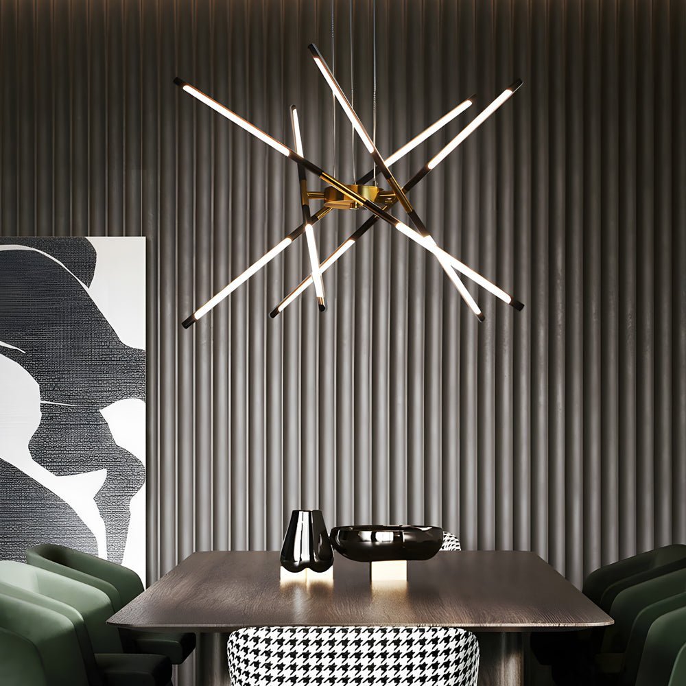 Modern Dimmable Linear Sputnik Chandelier - Gold/Black Gold
