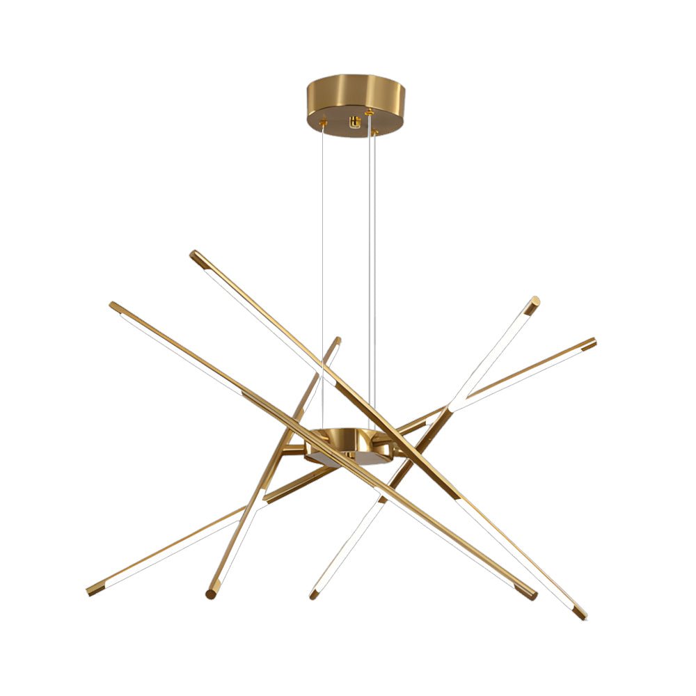 Modern Dimmable Linear Sputnik Chandelier - Gold/Black Gold