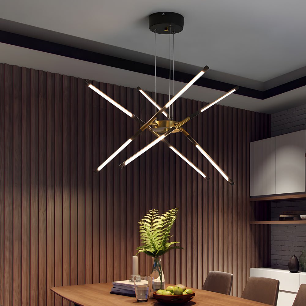 Modern Dimmable Linear Sputnik Chandelier - Gold/Black Gold
