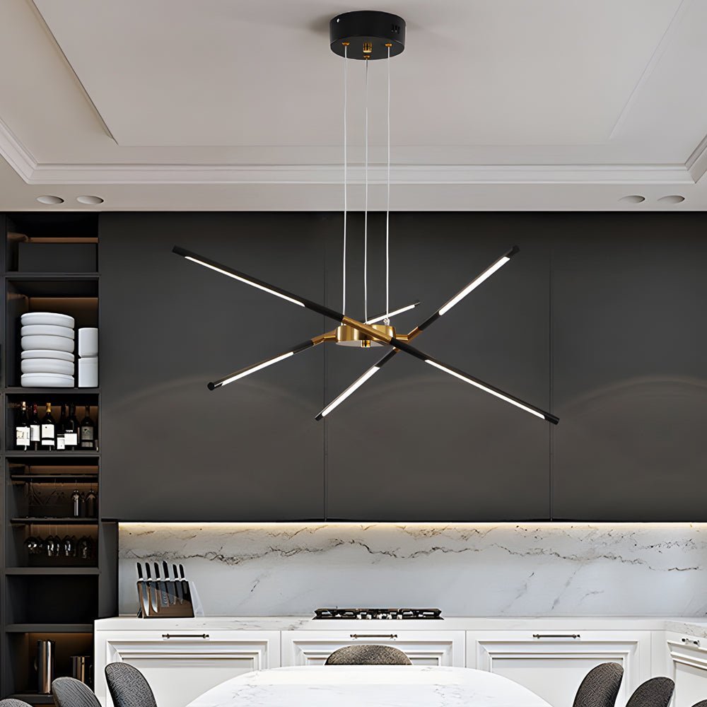 Modern Dimmable Linear Sputnik Chandelier - Gold/Black Gold