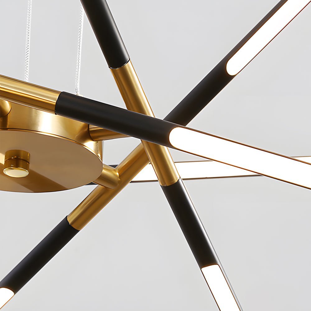 Modern Dimmable Linear Sputnik Chandelier - Gold/Black Gold