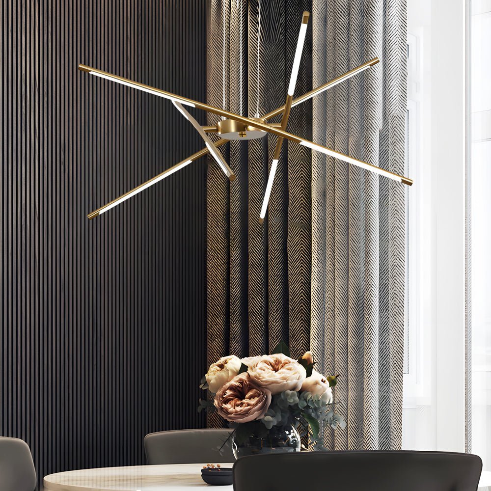 Modern Dimmable Linear Sputnik Chandelier - Gold/Black Gold
