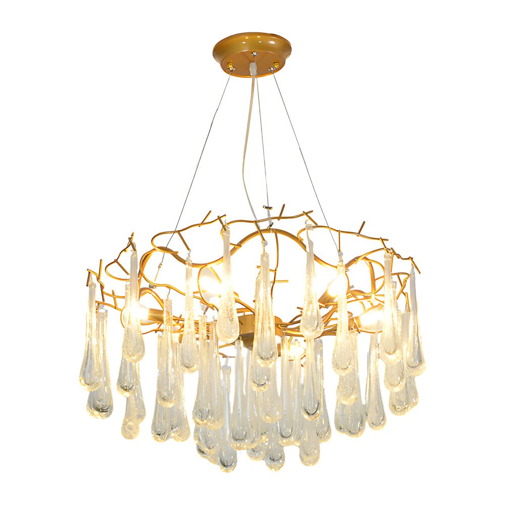 Modern Crystal Tree Branch Chandelier with Bubble Raindrops