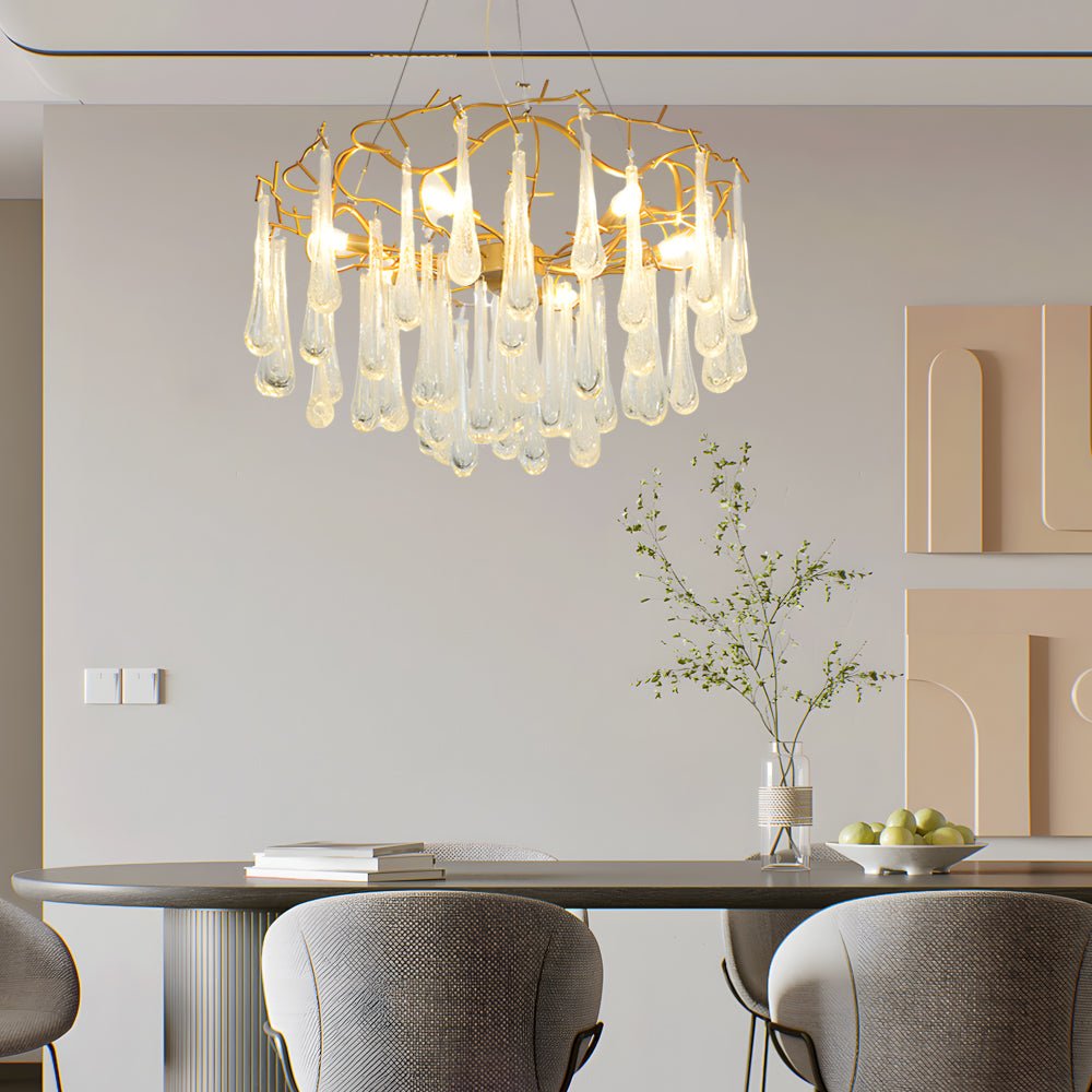 Modern Crystal Tree Branch Chandelier with Bubble Raindrops