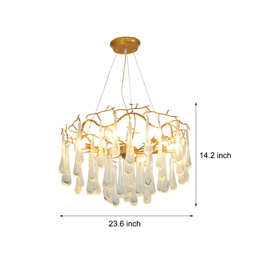 Modern Crystal Tree Branch Chandelier with Bubble Raindrops