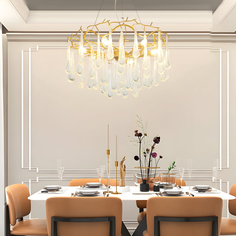 Modern Crystal Tree Branch Chandelier with Bubble Raindrops