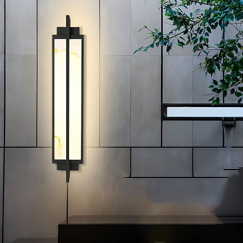 Modern LED Outdoor Wall Sconce – Stainless Steel & Marble Finish