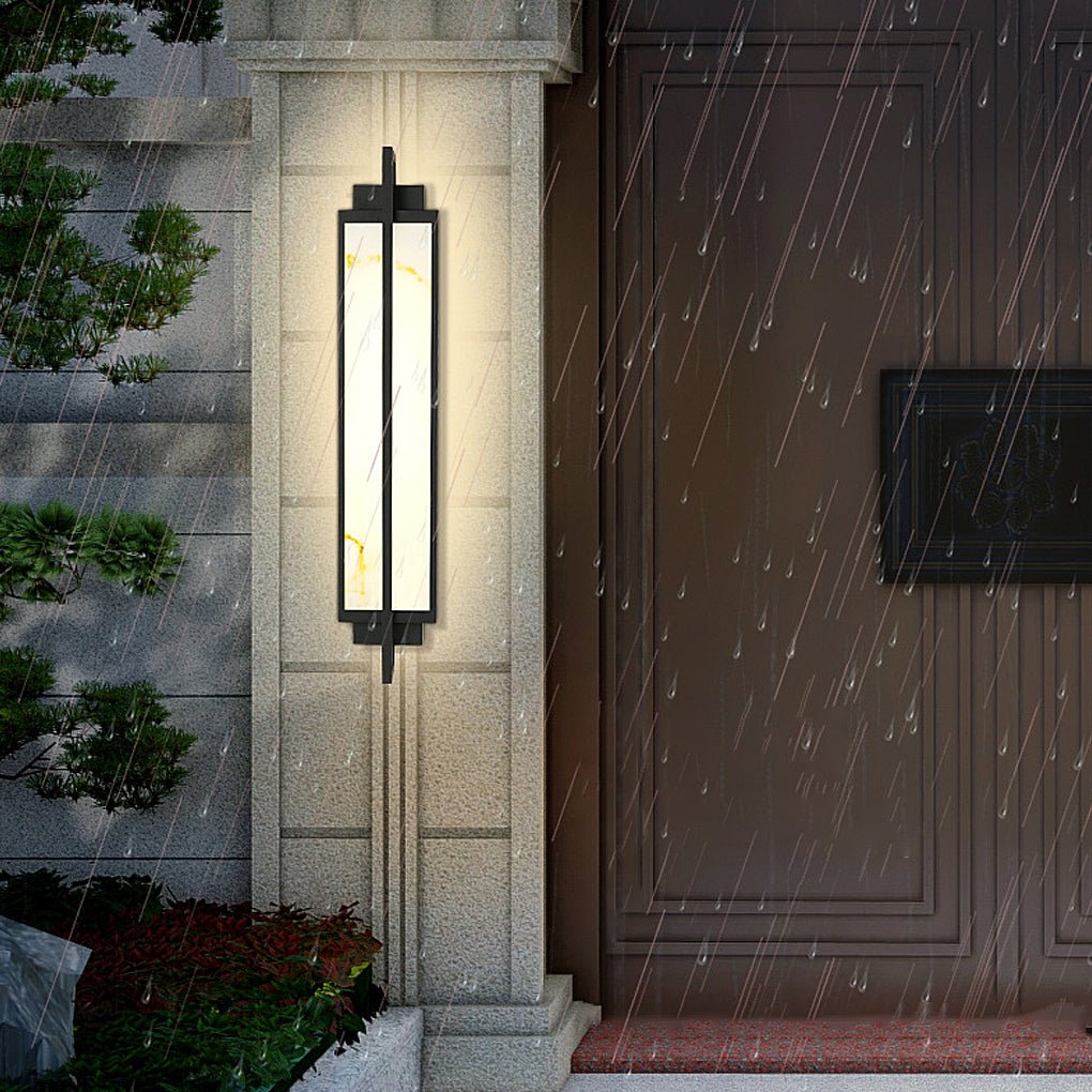 Modern LED Outdoor Wall Sconce – Stainless Steel & Marble Finish
