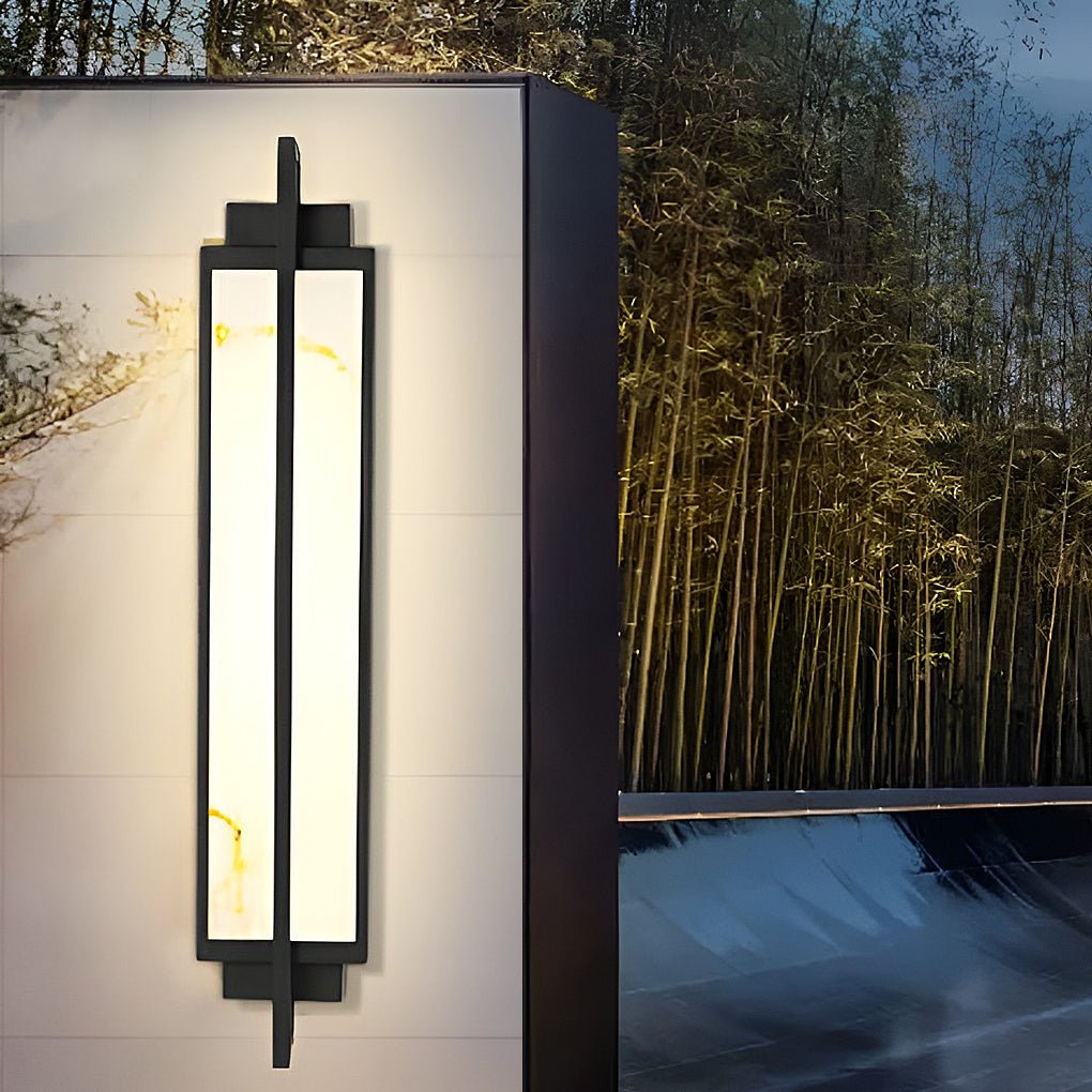 Modern LED Outdoor Wall Sconce – Stainless Steel & Marble Finish