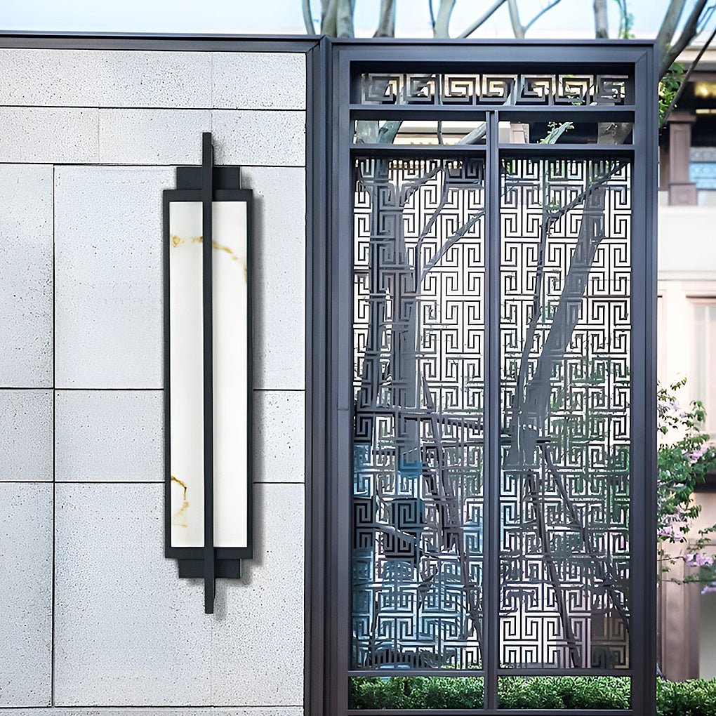 Modern LED Outdoor Wall Sconce – Stainless Steel & Marble Finish