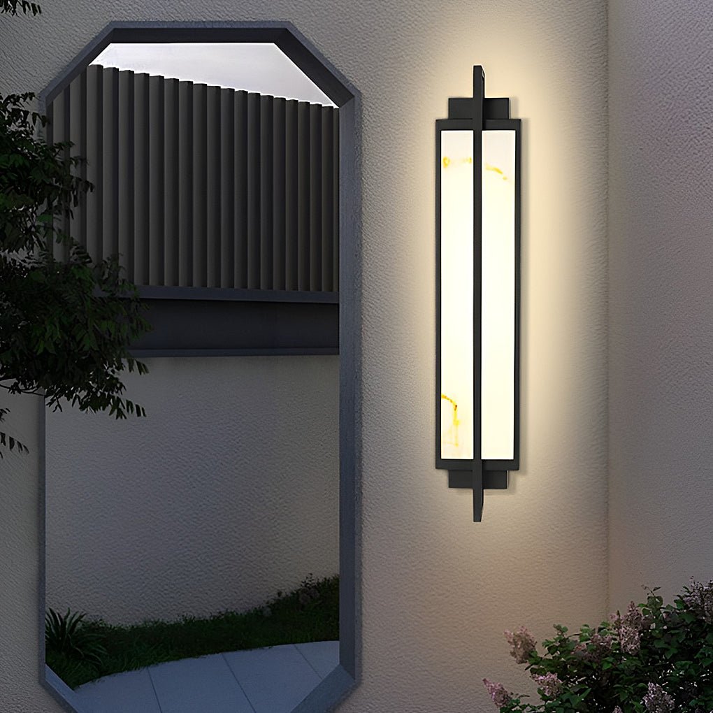 Modern LED Outdoor Wall Sconce – Stainless Steel & Marble Finish