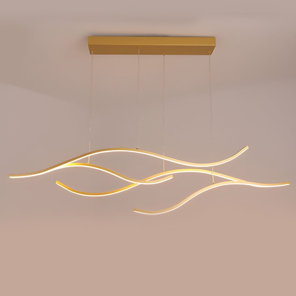 Modern Wave Linear LED Pendant Light Island Chandelier
