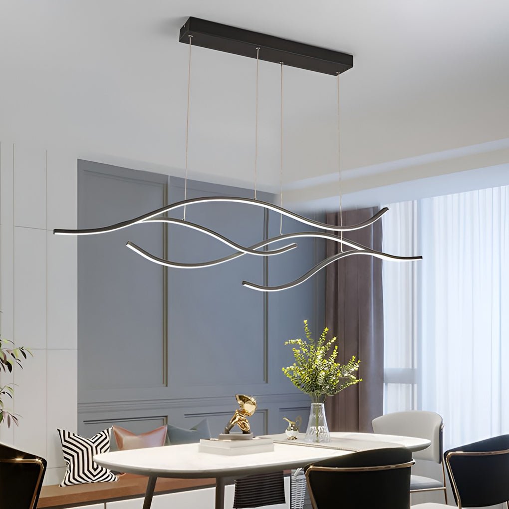 Modern Wave Linear LED Pendant Light Island Chandelier