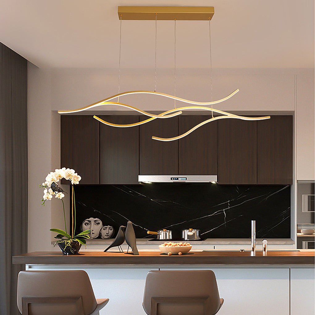 Modern Wave Linear LED Pendant Light Island Chandelier