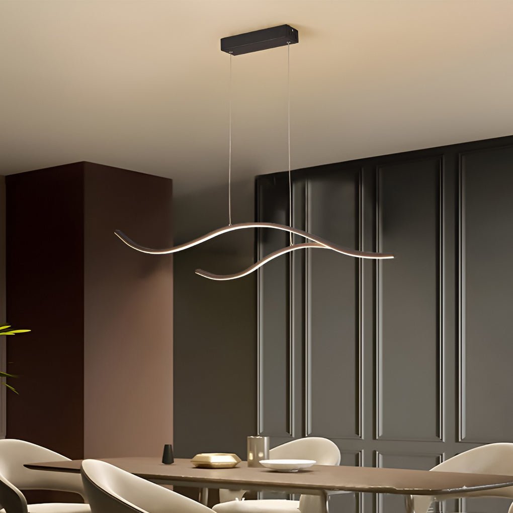 Modern Wave Linear LED Pendant Light Island Chandelier