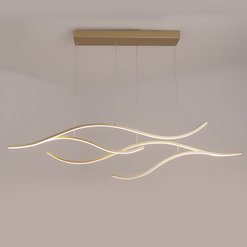 Modern Wave Linear LED Pendant Light Island Chandelier