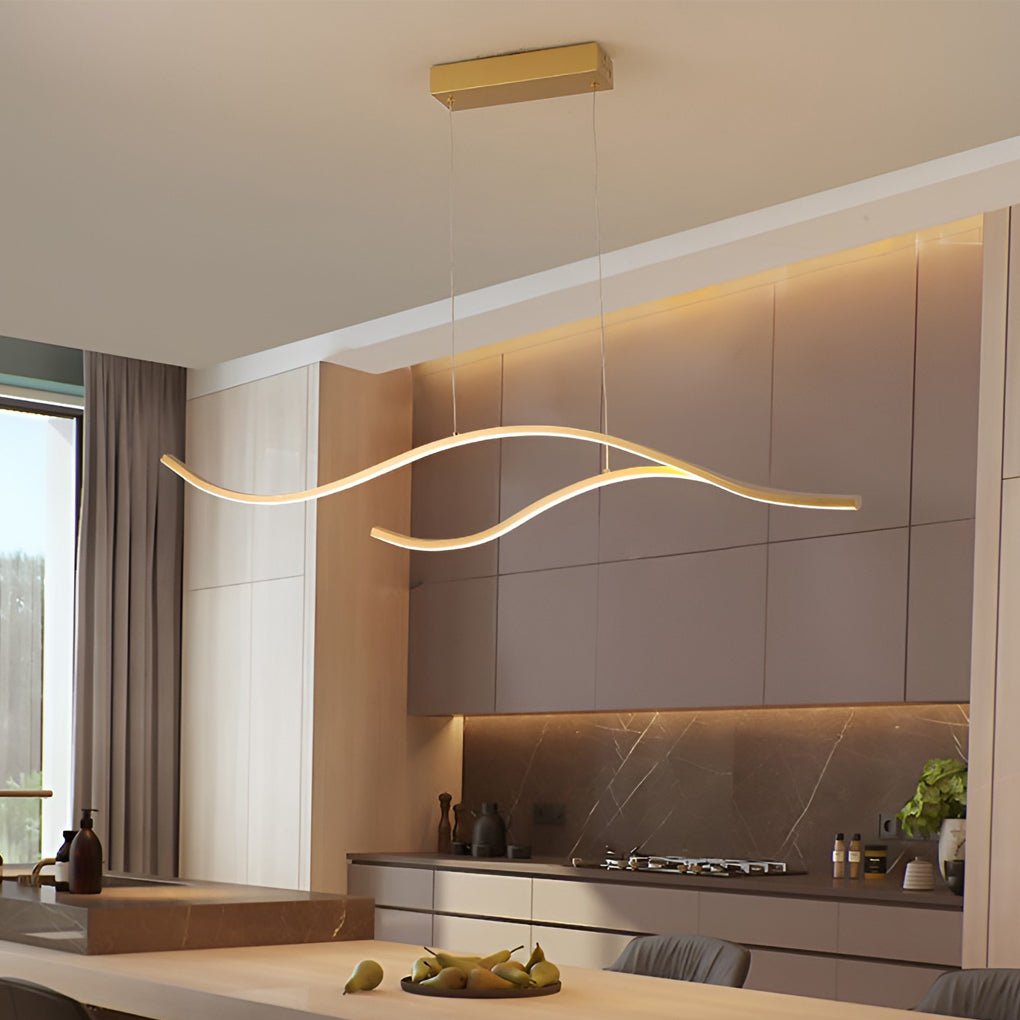 Modern Wave Linear LED Pendant Light Island Chandelier