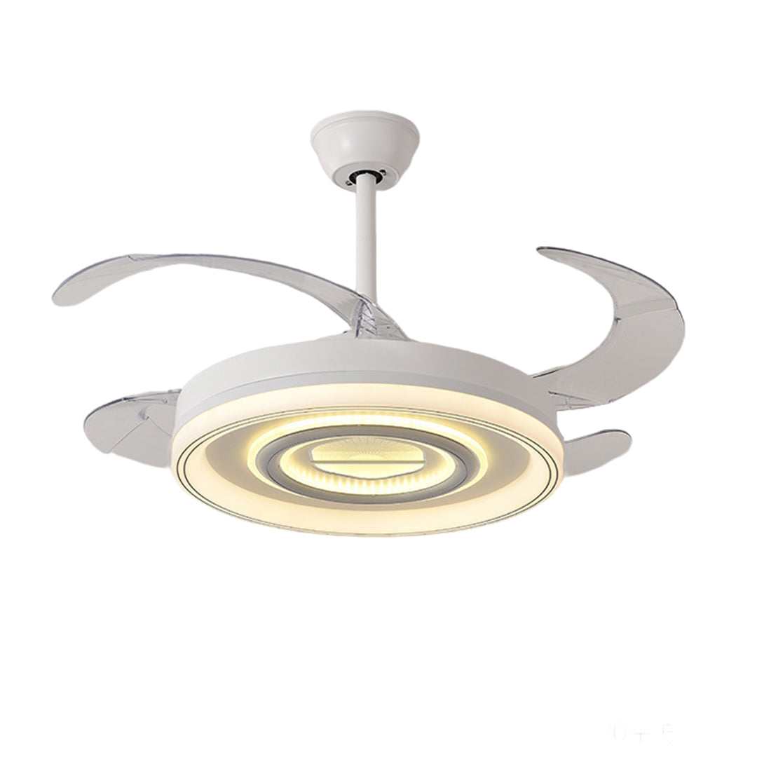 Modern White Ceiling Fan Light with Retractable Blades