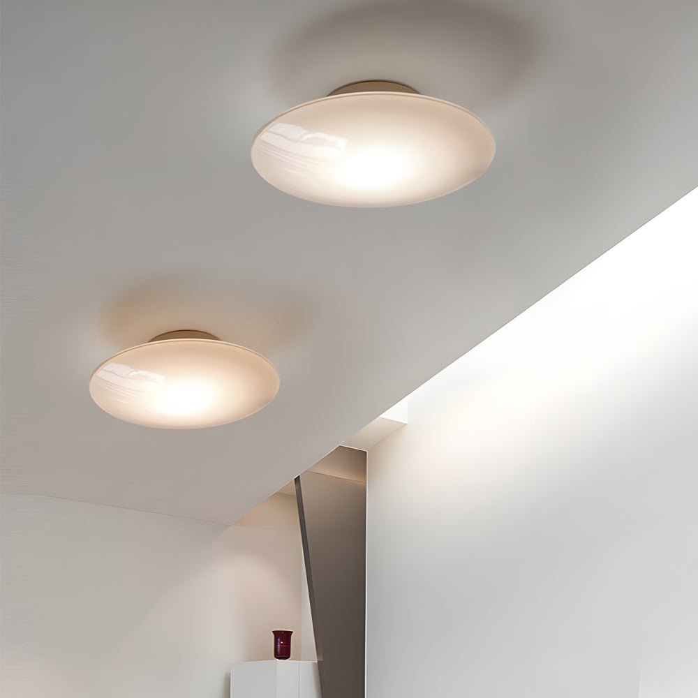 White Glass LED Flush Mount Ceiling Light - Modern Minimalist