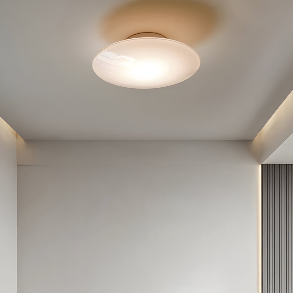 White Glass LED Flush Mount Ceiling Light - Modern Minimalist